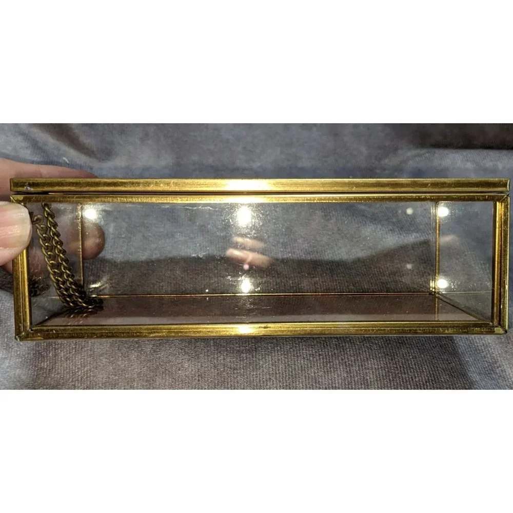 Mele & Co. Pink And Gold Floral Glass Trinket Box